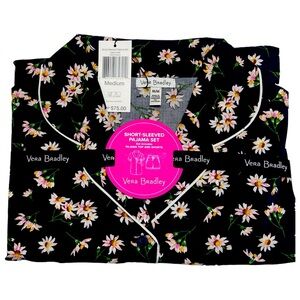 Vera Bradley NWT Short Sleeved Pajama Set Falling Daises Sz M ($75) 100% Cotton